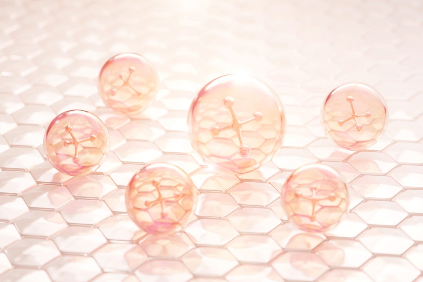 Molecule inside pink bubble